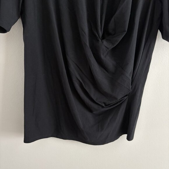 Chicos Women Sz 2 US L Black Touch Of Cool Short Sleeve Draped Front Tee NWT - Picture 5 of 13